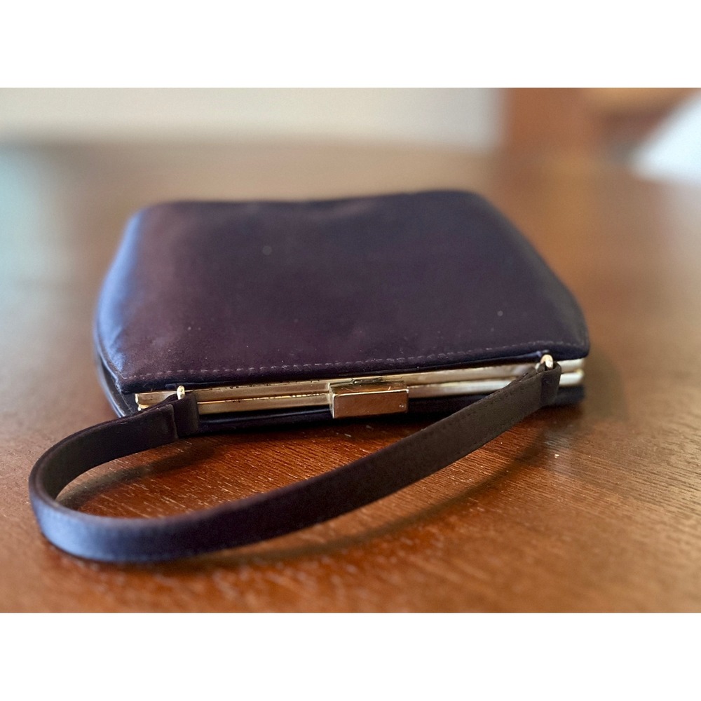 Le Regale Evening Handbag Womens Small Navy Blue Excellent Vintage Satin Purse